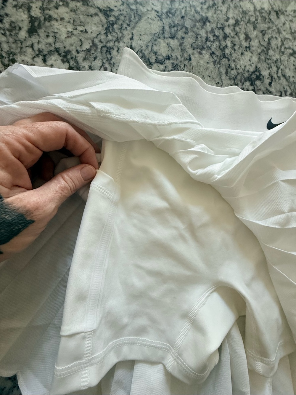 Nike White Pleated Skater Tennis Skirt with Swoosh - Picture 3 of 9